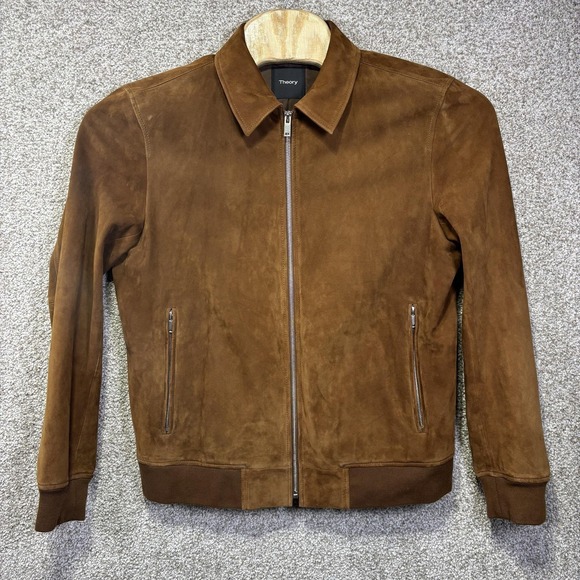Theory Other - Theory Jacket Mens Large Brown Suede Bomber Full Zip Lined Pockets Casual